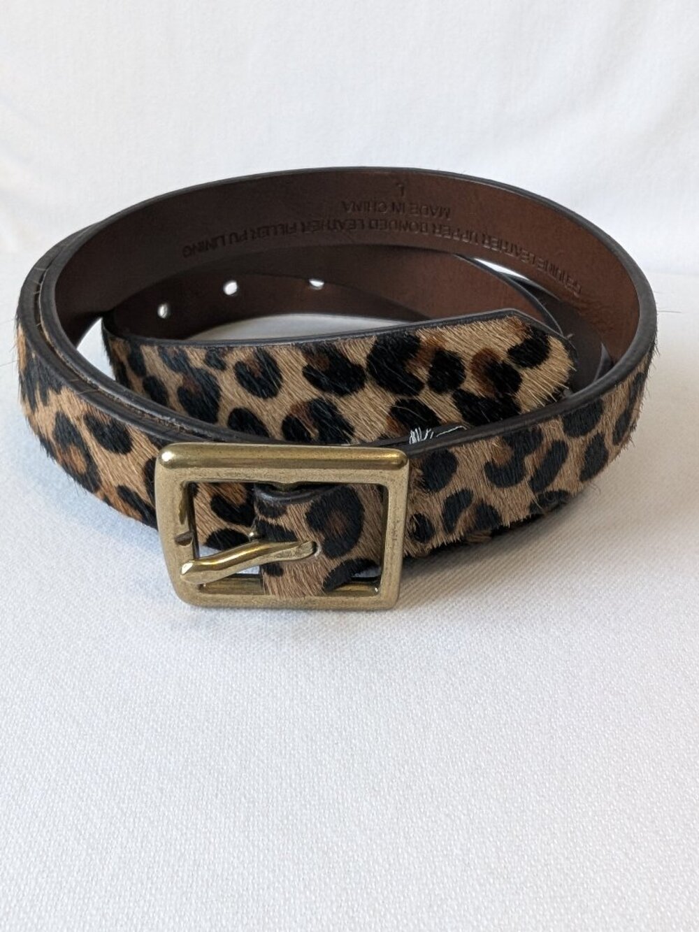 Leopard Skinny Belt Cheetah Animal Print Gold Buckle